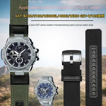 За Casio g-shock GST-В100/GST-S100G/GST-W300G/GST-400G//W330 GST-410 мъжки найлонов платно каишка за часовник, спортен водоустойчив каишка 1