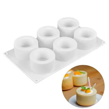 6 Дупки Форма за Пудинг 3D Силиконови Форми за художествена Торта Мус за Десерт Кръгла Форма за Кексчета DIY Инструменти за Домашно приготвени сладкиши 1