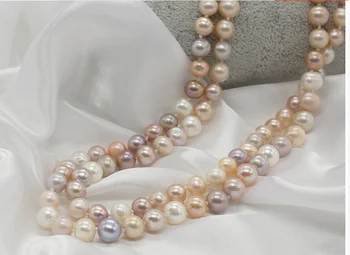 Сватбена Топ ААА Естествени Сладководни перли 7-8 мм, Идеално Кръгло Дълго Колие от Настоящето перли, дамски Ръчно изработени Бижута 1