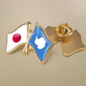 Япония и Антарктида Кръстосани Двойни Знамена Приятелство Игли за Ревери Брошки Икони 1