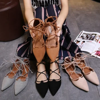 2022 г., Европейски пролетно-летни дамски сандали на равна подметка с препратка джапанки, дамски римски сандали на равна подметка с шнур, дамски обувки големи Размери 1