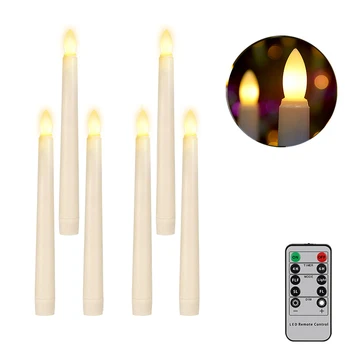 Опаковка от 6 Led Дълги Свещи Беспламенный Самоснимачката Примигва Дистанционно Конусни Свещи За Декорация на рождения Ден на Великденски Свещи, работещи На Батерии 1