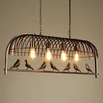 Ретро креативна птичья клетка LED окачен лампа обикновен гланц E27 вътрешно осветление хол кухня трапезария спалня тавана лампа 1
