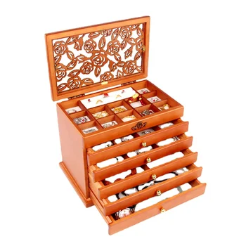 Дървена Луксозен Органайзер За Бижута Кутия За 6 Слоя Ретро Кутия За Съхранение На Бижута Кутия Тип Гривна, Огърлица, Обеци, Бижута Калъф 1