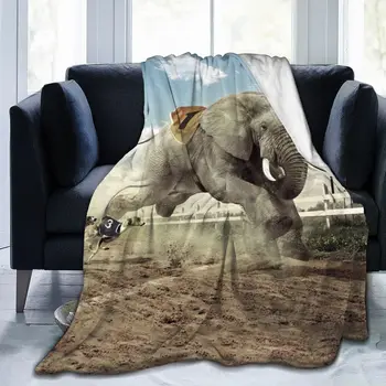 животните 3D печат печат одеяло покривки одеяло ретро спално бельо квадратно меко одеяло за пикник Слон 1