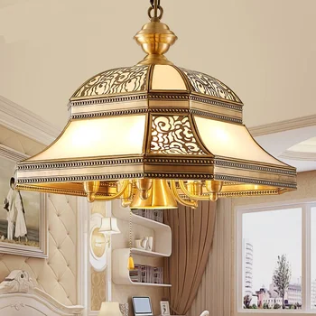 Европейски стил Бронзова лампа, Окачена Лампа ретро творчески персонализирани лампа за дневна, ресторант, led Луксозни градински лампа LU725232 1