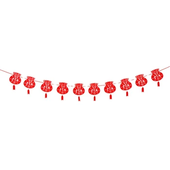 Китайската Нова Година по Традиционния за банер САМ Нетъкан Щастлив Флаг Висящ Таван Украса Овесени ядки Венец за Шаферки 1