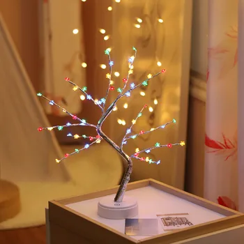 Led венец елха Нощна светлина прикроватной обучение настолна лампа от 108 мъниста батерия USB-задвижва украса на Коледа, Сватба, Рожден Ден спални  1