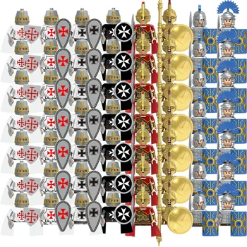 Средновековният Рицар Военен Блок Фигурки Събрани Играчки Древен Рим Спартански Войници Армия На Тамплиерите Детски Играчки, Подаръци 1