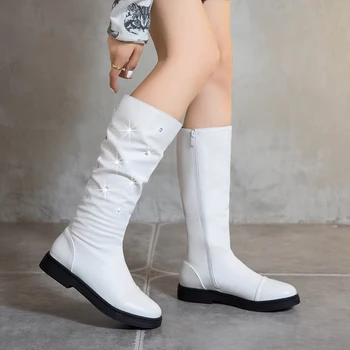 Cresfimix Sapatos Femininos/ Класически Дамски Розови Дълги Есенни Обувки С Кръгло бомбе, Дамски Модни Сладки Бели Удобни Обувки B6599 1