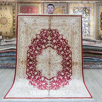 4,5 'x6,5 'Персийски килим, ръчно изработени, Декор за пола, Елегантен Копринен мат (TJ447A) 1