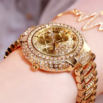 Luxus uhr frauen damen Edelstahl armband uhr diamant Mode wasserdicht quarzuhr relogio feminino Armbanduhren 1