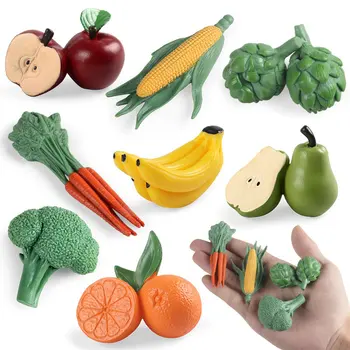 Реалистични Плодове Зеленчуци Модел Фигурки Ябълка Портокал Царевица Моркови Фигурки Ранните Развиване На Образователни Играчки За Деца 1