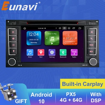 Eunavi 2 Din Мултимедиен плеър с Android На 10 Радио GPS авточасти За Volkswagen Touareg Превозвачът T5 2004-2011 Аудио DSP 4G RDS