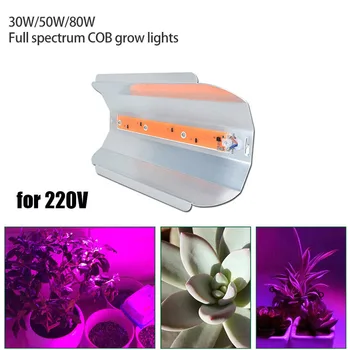 COB LED Лампа За Отглеждане на стайни растения, лампа За Пълен Спектър, оранжерия, алуминий 220 В, 30 W/50 W/80 W, За отглеждане на зеленчуци, стаен градина 1