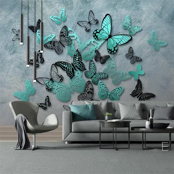 wellyu тапети по Поръчка ръчно рисувани и 3D триизмерна пеперуда носталгия фон рисувани стенни салона на хотел фотообои 1