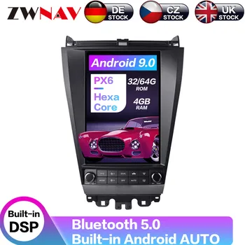 Carplay DSP Android 9,0 PX6 Вертикален Екран, Радио Tesla Автомобилен Мултимедиен Плейър Стерео GPS Навигация За Honda accord 2003-2007 1