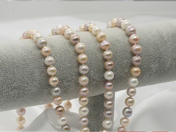 Сватбена Топ ААА Естествени Сладководни перли 7-8 мм, Идеално Кръгло Дълго Колие от Настоящето перли, дамски Ръчно изработени Бижута 2