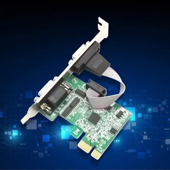 PCIE 2 Порта Serial Карта за Разширение PCI Express PCI-E към Промишленото DB9 x2 Сериен RS232 COM-Порт Адаптер AX99100 Чип 2