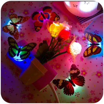 3D Красива Пеперуда лека нощ Цветни Светещи Пеперуди Стенни Стикер Всекидневна Домашна Обстановка, с монтиран на стената Лампа Начало Декор 2