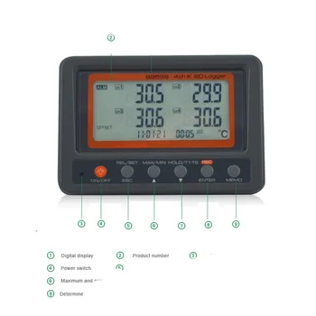 Мулти-канален Цифров Промишлен 4G SD-карта 4 Канала Термодвойка Измерване на Температурата на Данни Дървар Голям LCD Термометър AZ88598 2