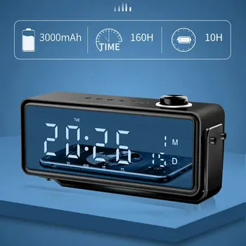 Стъклена slr Безжична Bluetooth-колона с функция за аларма, Тежък бас, 360-градусова стереозвук, Преносима колонка, FM радио 2