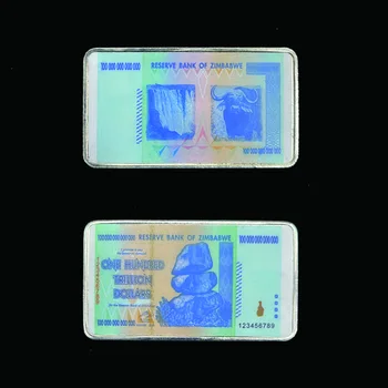 10ШТ Зимбабве Сто Трилиона Долара Сребърни Кюлчета Възпоменателни Монети с Колекционерска стойност 2