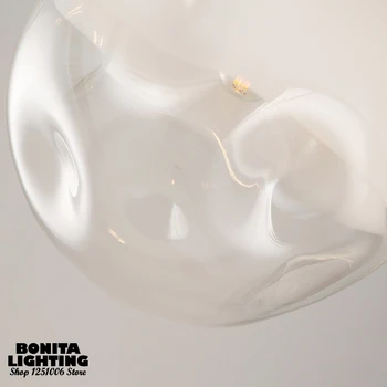 Неравномерното развитие на кръгла топка кабел окачен лампа полузамороженный прозрачна пузырьковый стъклена окачена лампа Млечен конфетный окачен лампа модерен 2