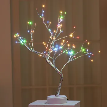 Led венец елха Нощна светлина прикроватной обучение настолна лампа от 108 мъниста батерия USB-задвижва украса на Коледа, Сватба, Рожден Ден спални  2