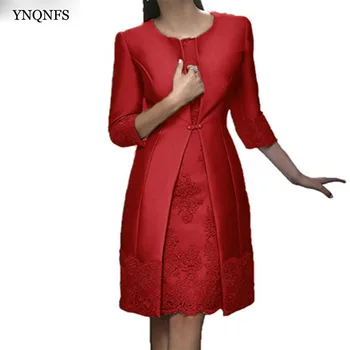 YNQNFS 2020 г. нов размер на тялото рокля на булката майката носи шампанско синьо дантелено бельо кратко сватбена рокля за банкет рокля за майката с дантела 2