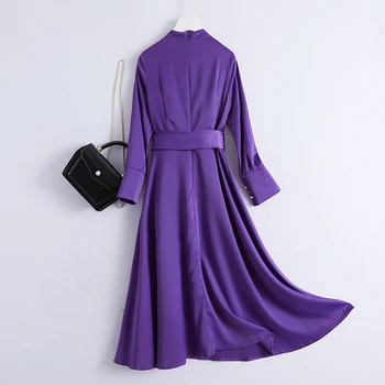 2020 ново пролетта женствена рокля елегантна лилава рокля с дълъг ръкав есенни черни и дълги рокли за жените vestido de mujer LRLZ8201 KJ 2