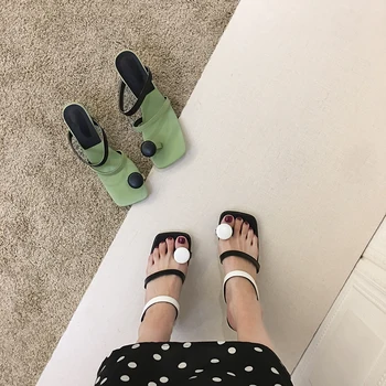 Дамски обувки, чехли за баня, градинска обувки, 2020 г., лятна нова мода, комплект с пръсти, цвят в тон, сандали на висок ток 2