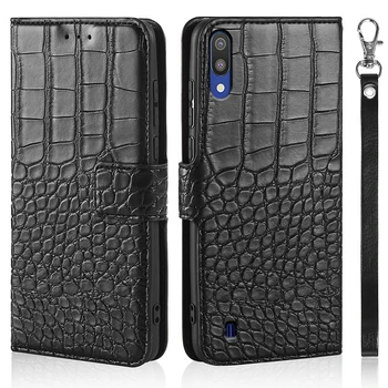 Луксозен Флип калъф За Samsung Galaxy A10 2019 A 10 SM-A105F A105 A105F, калъф-награда от крокодилска кожа с текстура на крокодил, калъф за телефон 2