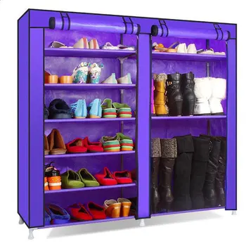 Шкаф за Обувки Комбиниран стил с двойни редове 9 Решетки Лилав Цвят 2