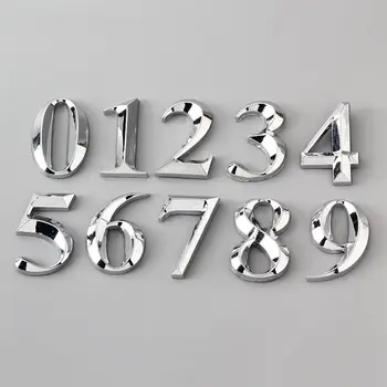 3D Самозалепващи Етикети с Номера на Къщата, 5 см, Сребърна рамка, която Табели, Цифри, Знак от ABS-пластмаса, Апартамент, Хотел, Офис, Адрес Врати 2