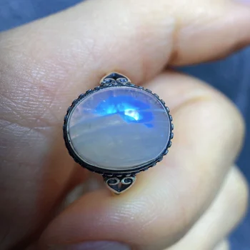 Бижута joyas feminina пръстени със скъпоценни камъни, от естествен син лунен камък S925 стерлинговое сребро вдигане на дограма реколта овални линии за пръстите 2