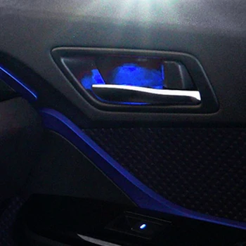 Автомобилна Врата копчето Купа С Вътрешна Лампа Led Синя рамка, която Купа Дръжка Рамка Лампа за Toyota C-HR 2017 2018 2019 2