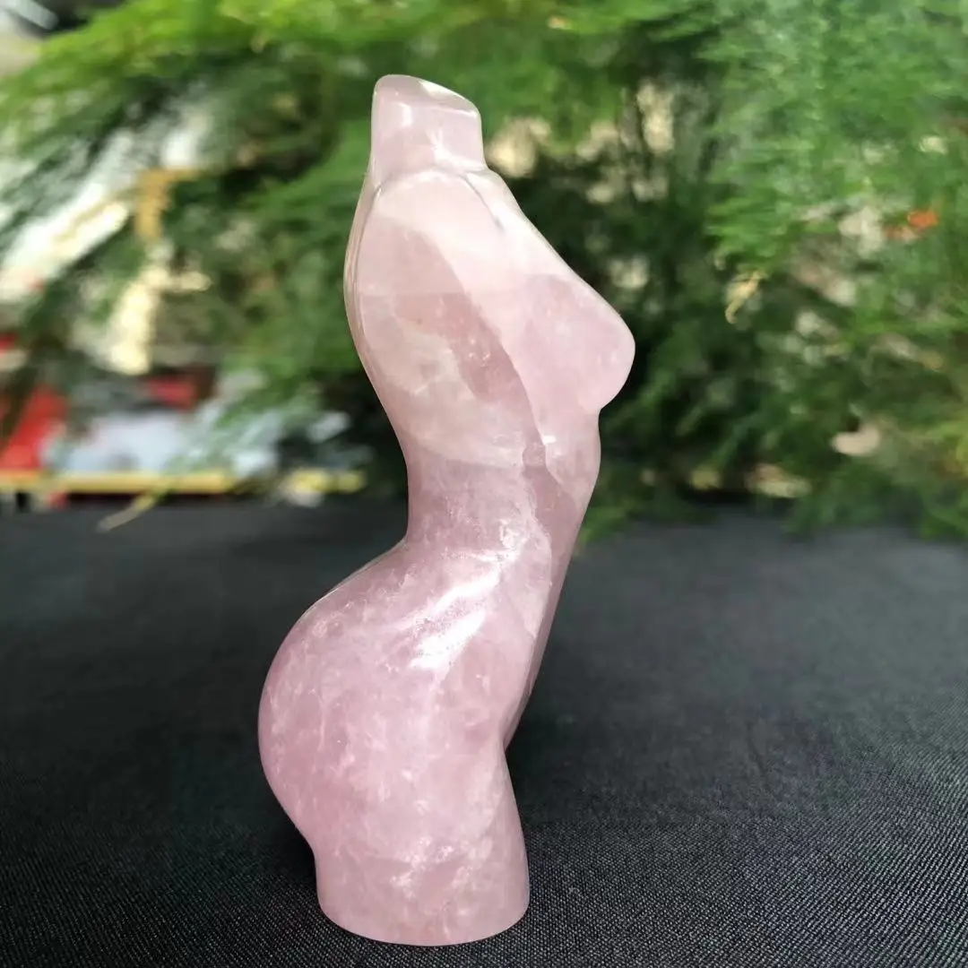 100-120g natural rosa quartzo deusa estátua de cristal esculpida mulher превръщането на торса porto rosa gem corpo escultura decorar presente Изображение 2