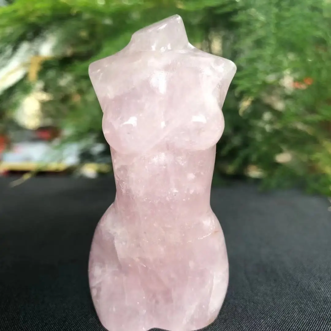 100-120g natural rosa quartzo deusa estátua de cristal esculpida mulher превръщането на торса porto rosa gem corpo escultura decorar presente Изображение 5