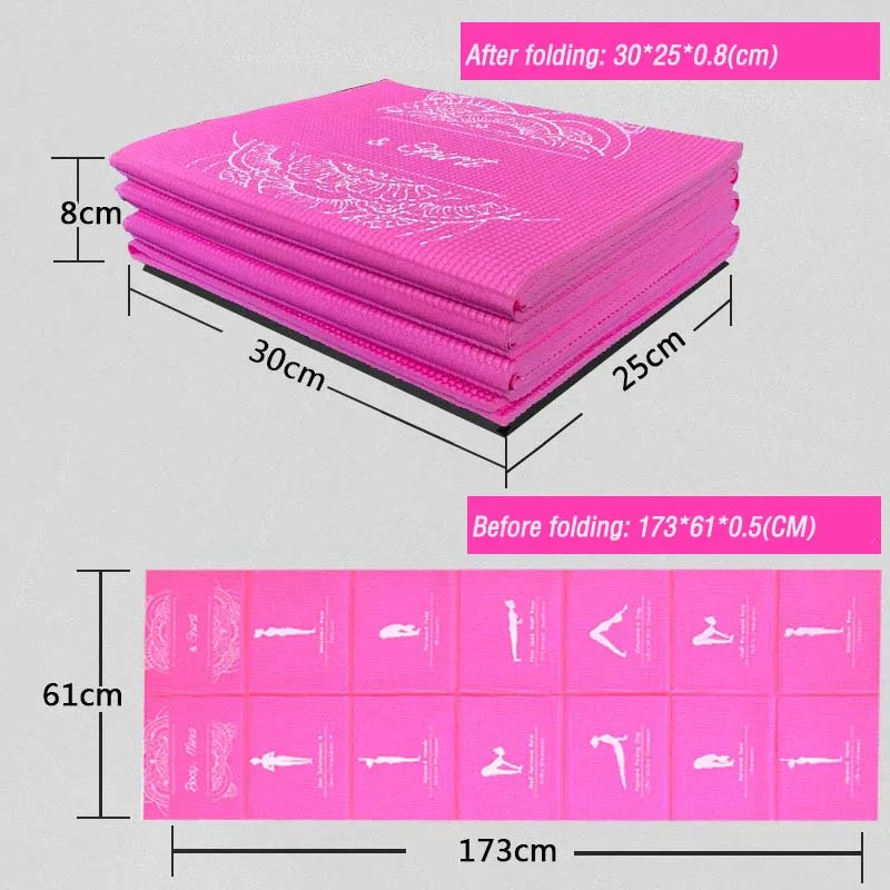 5 ММ PVC Сгъваем Фитнес Противоскользящий Многофункционален килимче за Йога Изображение 2