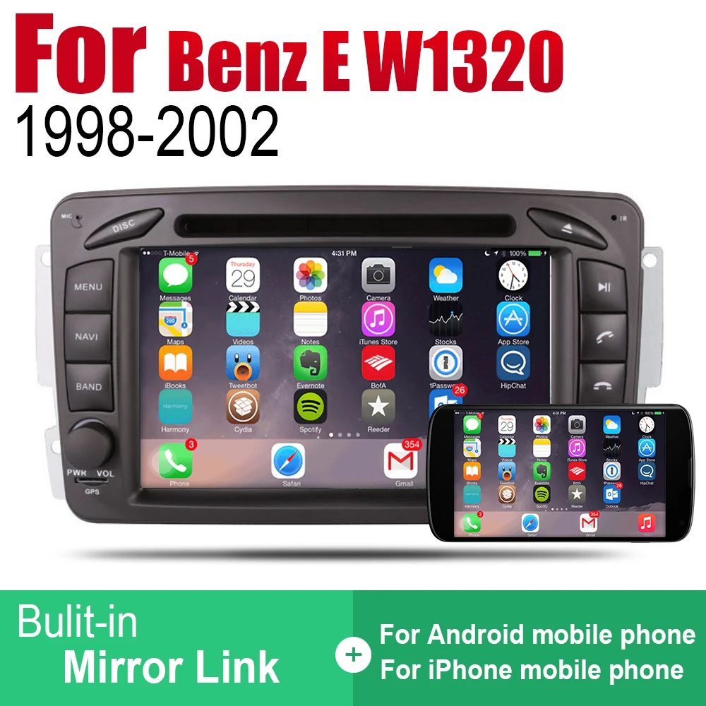 Android 2 Din Авто Радио DVD За Mercedes Benz E W1320 1998 ~ 2002 NTG Автомобилен Мултимедиен Плейър GPS Навигационна Система, Стерео Радио Изображение 3