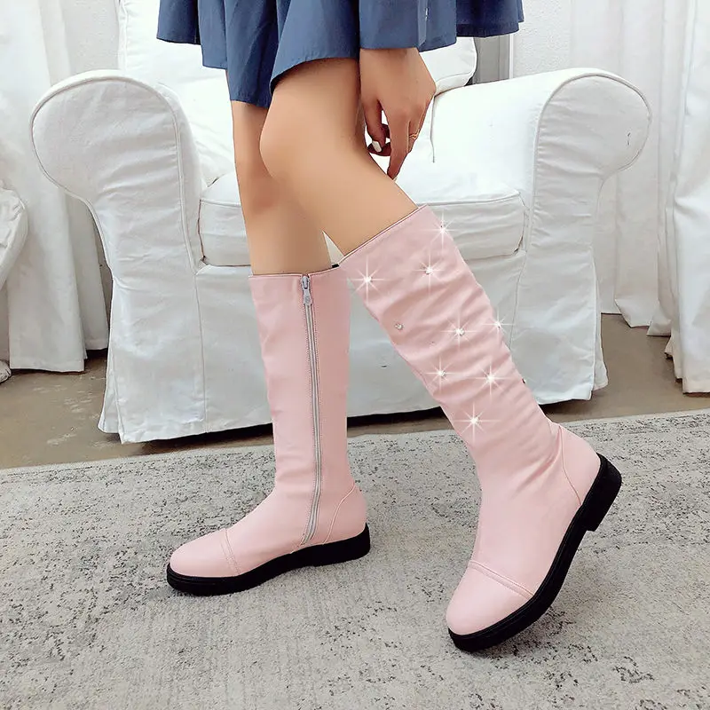 Cresfimix Sapatos Femininos/ Класически Дамски Розови Дълги Есенни Обувки С Кръгло бомбе, Дамски Модни Сладки Бели Удобни Обувки B6599 Изображение 1