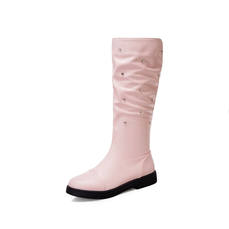 Cresfimix Sapatos Femininos/ Класически Дамски Розови Дълги Есенни Обувки С Кръгло бомбе, Дамски Модни Сладки Бели Удобни Обувки B6599 Изображение 3