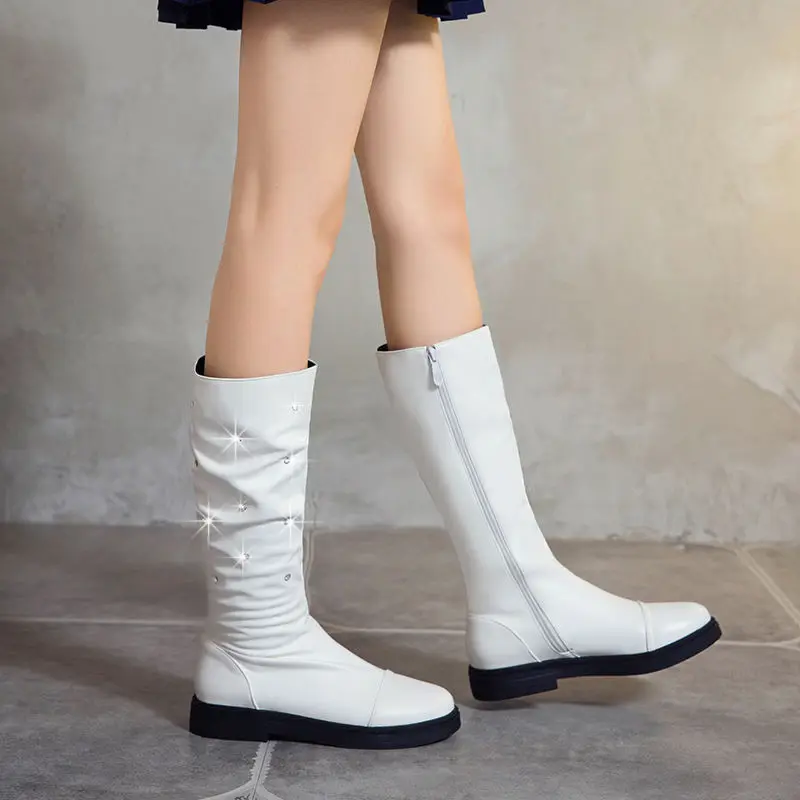 Cresfimix Sapatos Femininos/ Класически Дамски Розови Дълги Есенни Обувки С Кръгло бомбе, Дамски Модни Сладки Бели Удобни Обувки B6599 Изображение 5