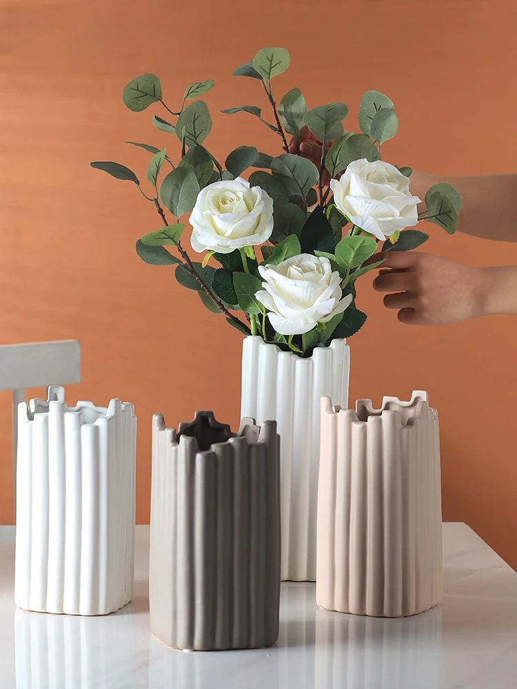 Скандинавска керамична ваза модерни минималистичные художествени вази за цветя за декорация на хола централните елементи за сватби начало декор Изображение 4