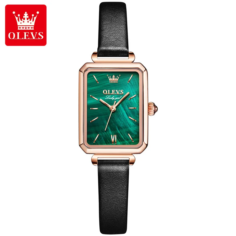 Часовници горещи продажба на малки зелени часовници квадратни кварцови часовници, водоустойчиви дамски часовници дамски Изображение 4