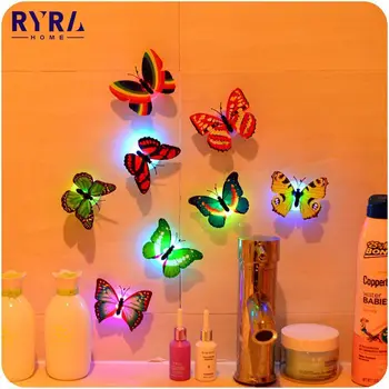 3D Красива Пеперуда лека нощ Цветни Светещи Пеперуди Стенни Стикер Всекидневна Домашна Обстановка, с монтиран на стената Лампа Начало Декор 1