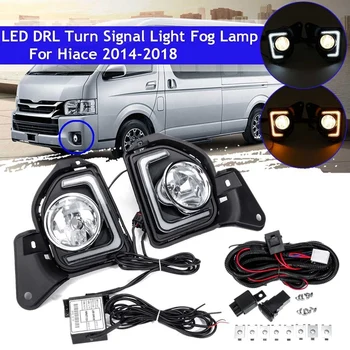 LED Дневни Светлини DRL Фарове за мъгла В Събирането На кабелите на Дневна Светлина Преминете мигач Toyota Hiace 2014-2018 1