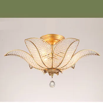 Нощно осветление на тавана лампа модерен gold crystal американски стил спалня, трапезария позлатени полиран градински лампа