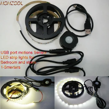 USB преносим Бял / W-бяла Led Лампа SMD2835 с Гъвкаво Движение (избор на ден/ нощ) Led Лампа с Датчик За Спални, Стълби 1